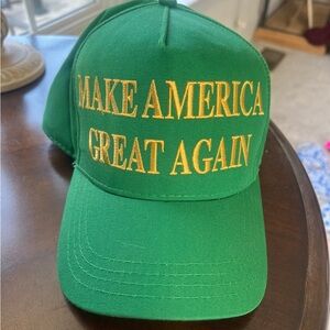 Green Embroidered Slogan Baseball Cap